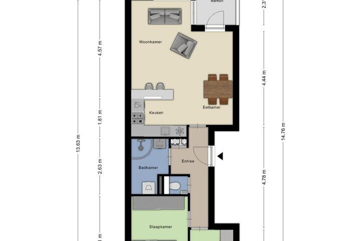Plattegrond – Uniestede 18, Roosendaal