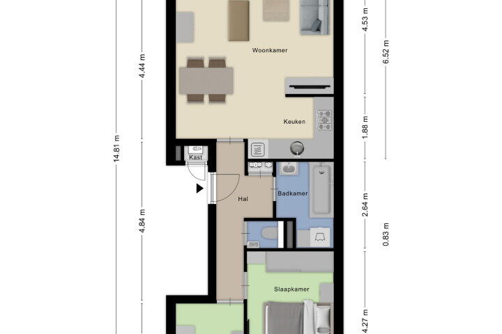 Plattegrond – Uniestede 19, Roosendaal