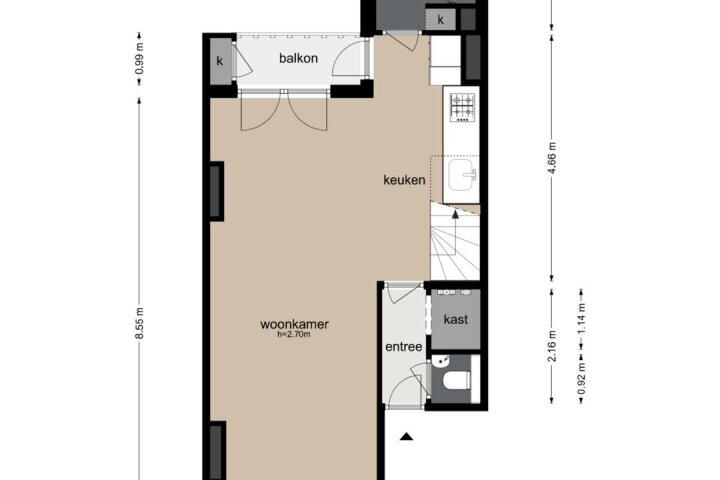 Plattegrond – Vaartstraat 18 3, Amsterdam