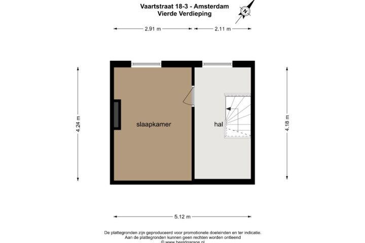 Plattegrond – Vaartstraat 18 3, Amsterdam