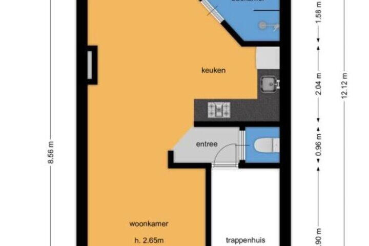 Plattegrond – Vaartstraat 22 1, Amsterdam