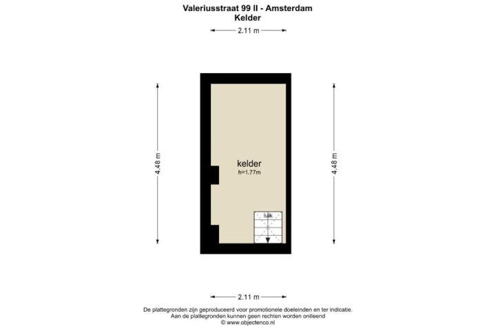 Plattegrond – Valeriusstraat 99 2, Amsterdam