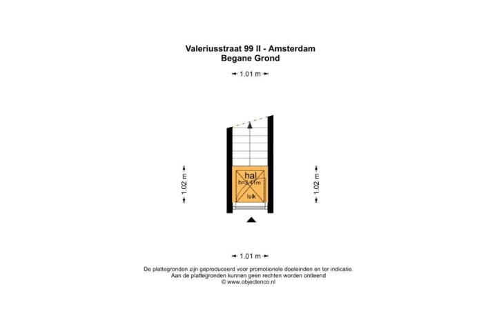 Plattegrond – Valeriusstraat 99 2, Amsterdam