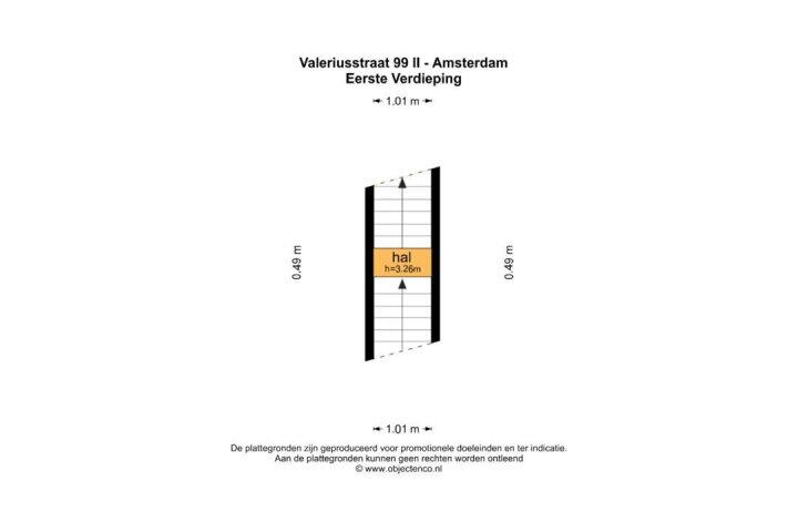 Plattegrond – Valeriusstraat 99 2, Amsterdam