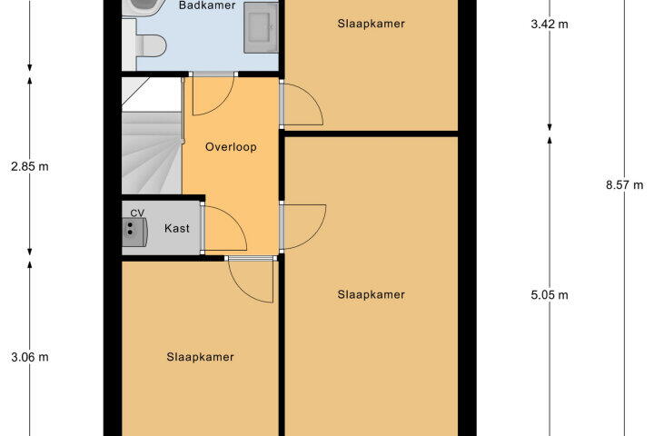 Plattegrond – Van Bossestraat 24, Vlissingen