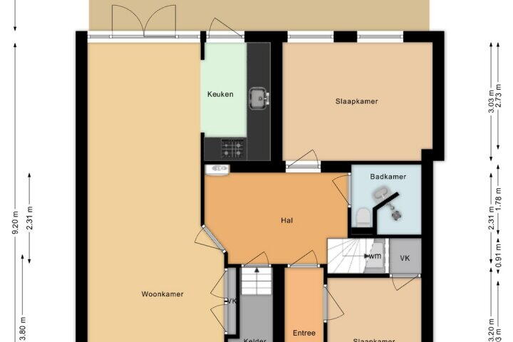 Plattegrond – Van Brakelplein 44 b, Groningen