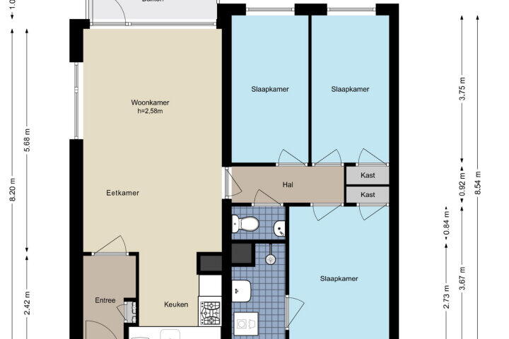 Plattegrond – Van Heuven Goedhartlaan 428, Amstelveen
