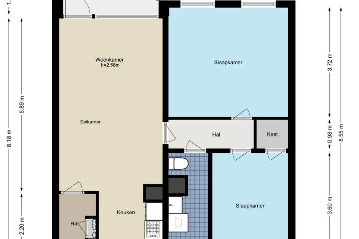 Plattegrond – Van Heuven Goedhartlaan 498, Amstelveen