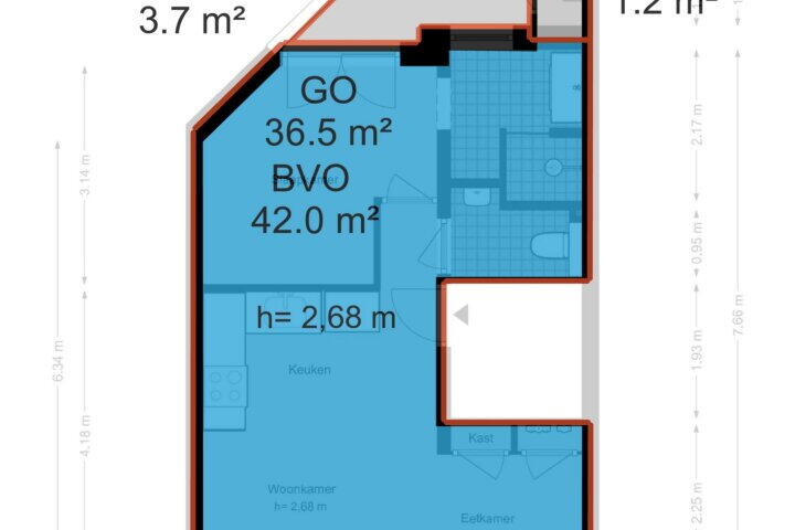 Plattegrond – Van Hogendorpstraat 166 1, Amsterdam