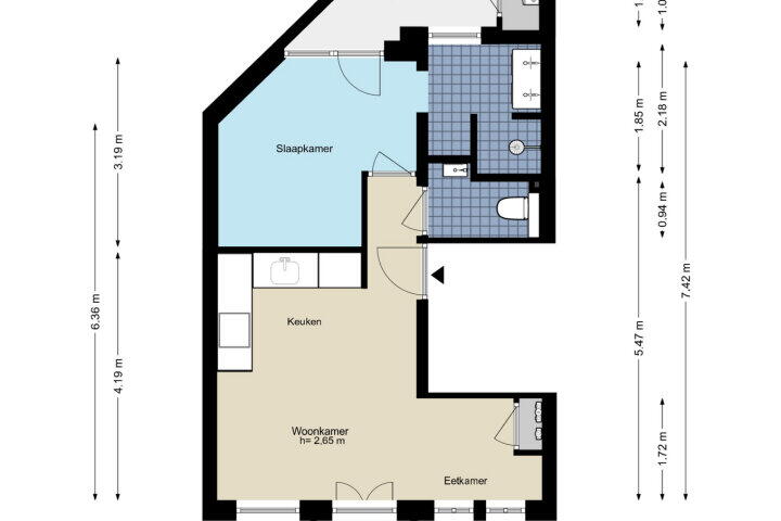 Plattegrond – Van Hogendorpstraat 166 2, Amsterdam