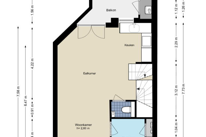 Plan – Van Hogendorpstraat 166 3, Amsterdam