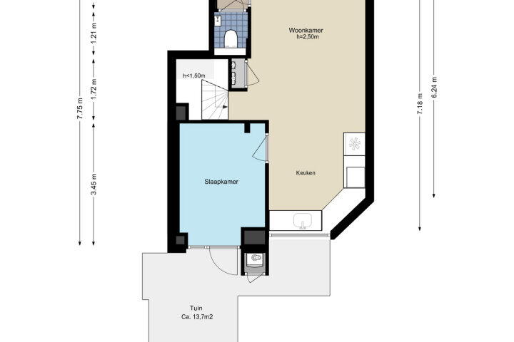 Plattegrond – Van Hogendorpstraat 166 H, Amsterdam