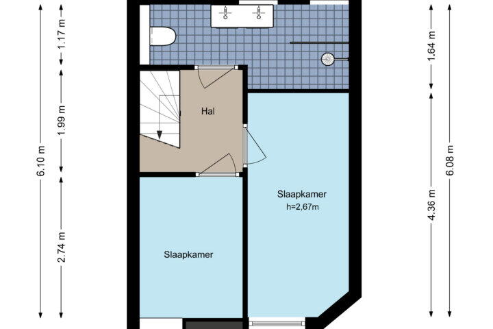 Plattegrond – Van Hogendorpstraat 166 H, Amsterdam