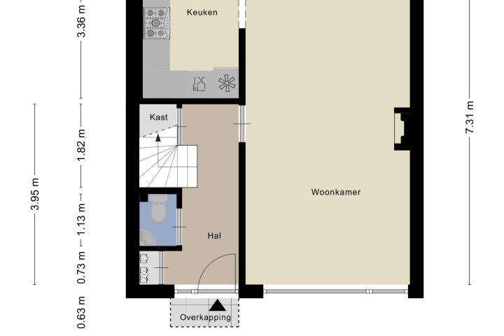 Plattegrond – van Poelgeestlaan 56, Koudekerk aan den Rijn