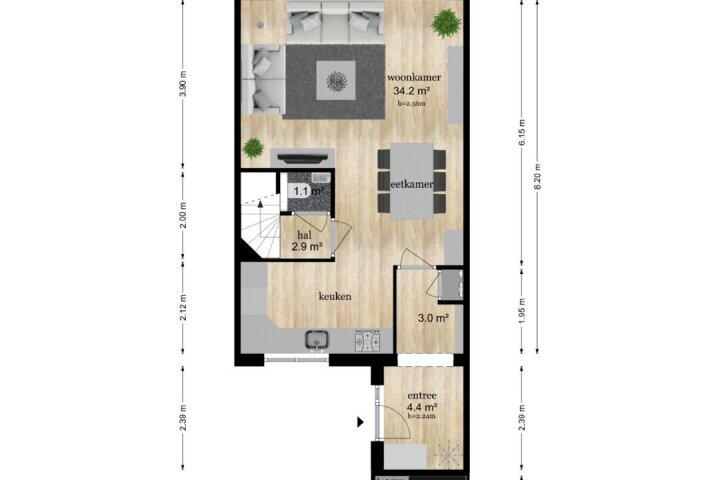 Plattegrond – Vechtsteen 35, Wijk bij Duurstede