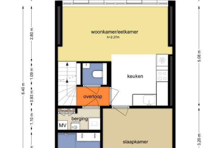 Plattegrond – Vechtstraat 110 4, Amsterdam