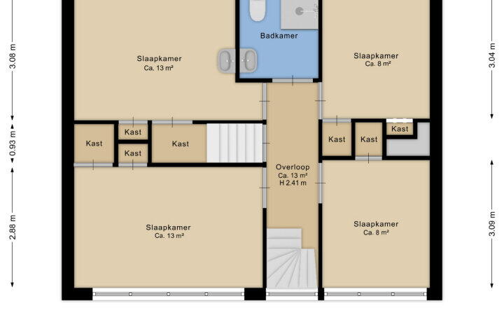 Plattegrond – Vechtstraat 15, Assen