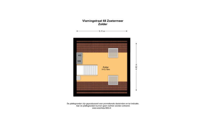Plattegrond – Vlamingstraat 68, Zoetermeer