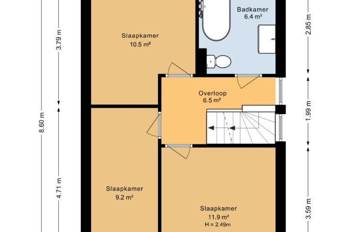 Plattegrond – Vlasakkers 15, Drachten