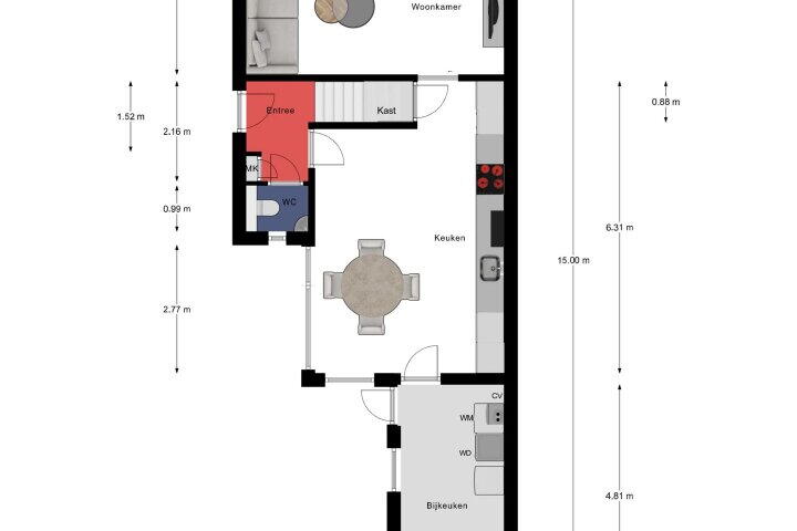 Plattegrond – Vlasstraat 12, Grashoek