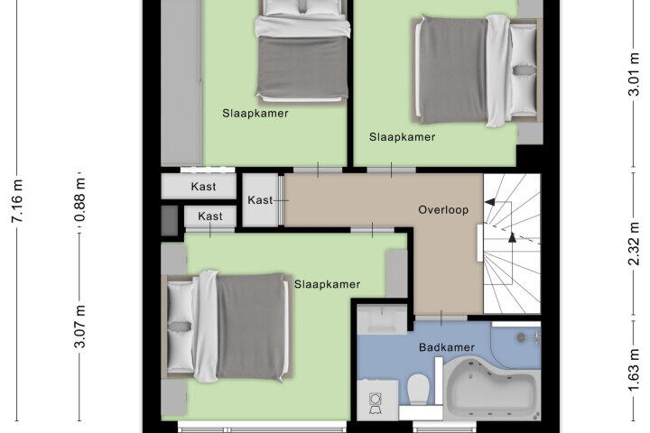 Plattegrond – Voltastraat 2 A, Roosendaal