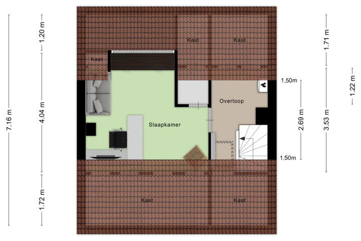 Plattegrond – Voltastraat 2 A, Roosendaal
