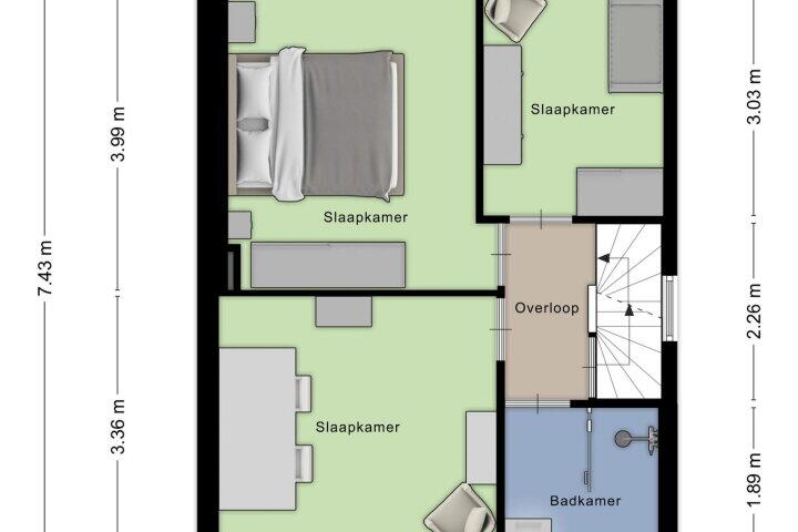 Plattegrond – Vondellaan 97, Roosendaal