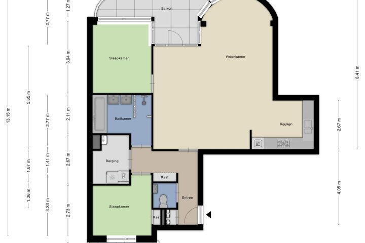 Plattegrond – Vondelstraat 75 B, Nijmegen