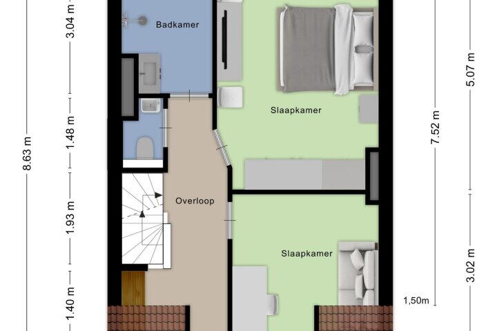 Plattegrond – Vondelweg 16 RD, Haarlem