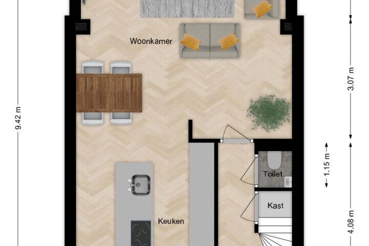 Plattegrond – Vrije Nesse 54, Bodegraven