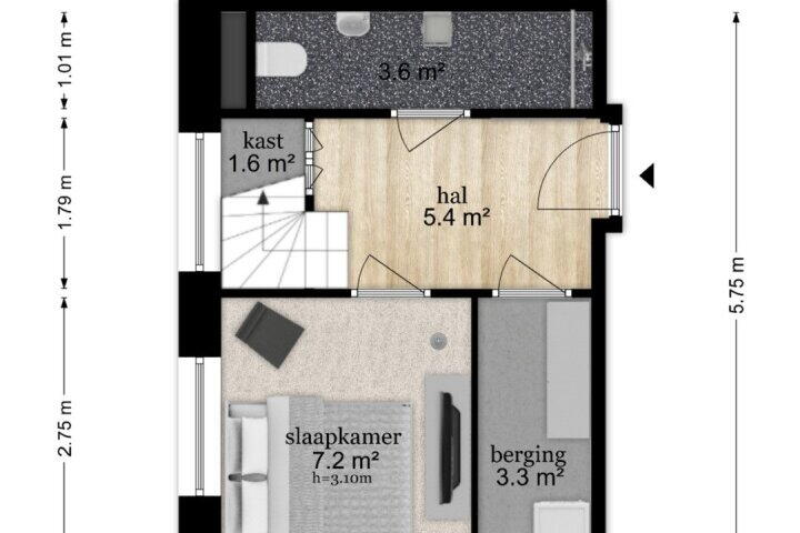 Plattegrond – Walplantsoen 14 b, Wijk bij Duurstede