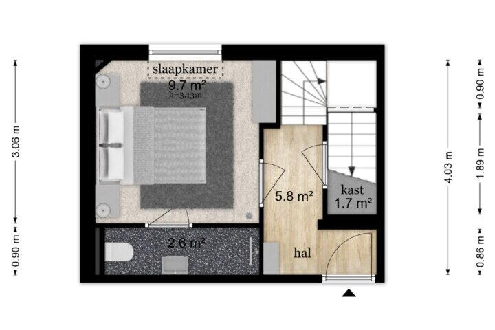 Plattegrond – Walplantsoen 14 d, Wijk bij Duurstede
