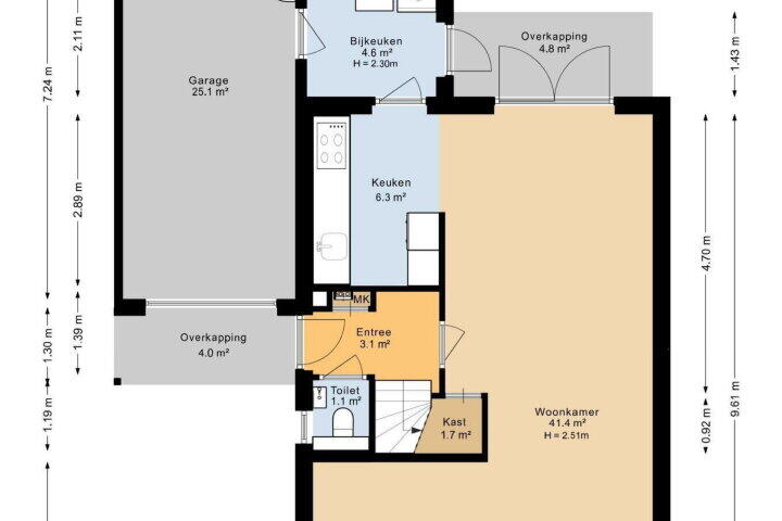 Plattegrond – Weegbree 14, Roden
