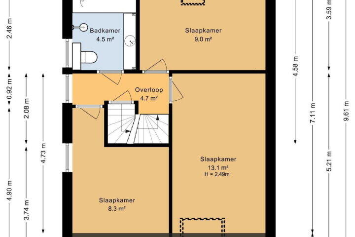 Plattegrond – Weegbree 14, Roden