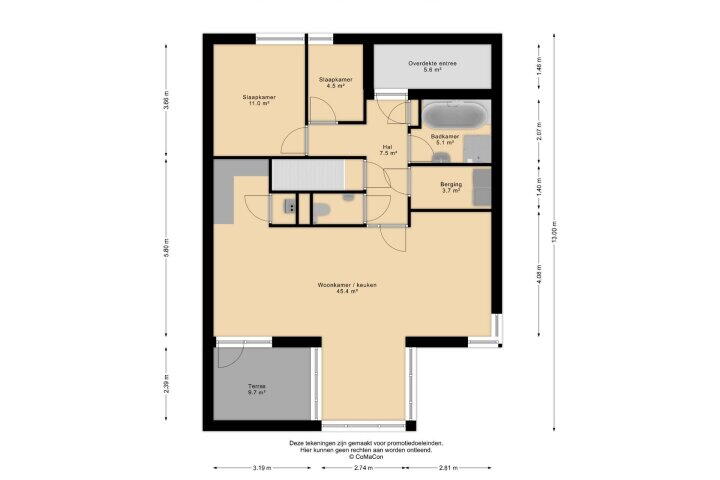 Plattegrond – Wervelstraat 44, Horst