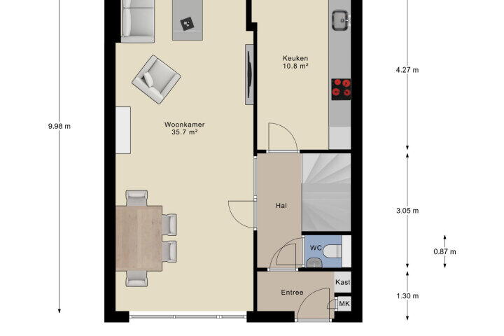 Plattegrond – Wielewaalstraat 5, Arnhem