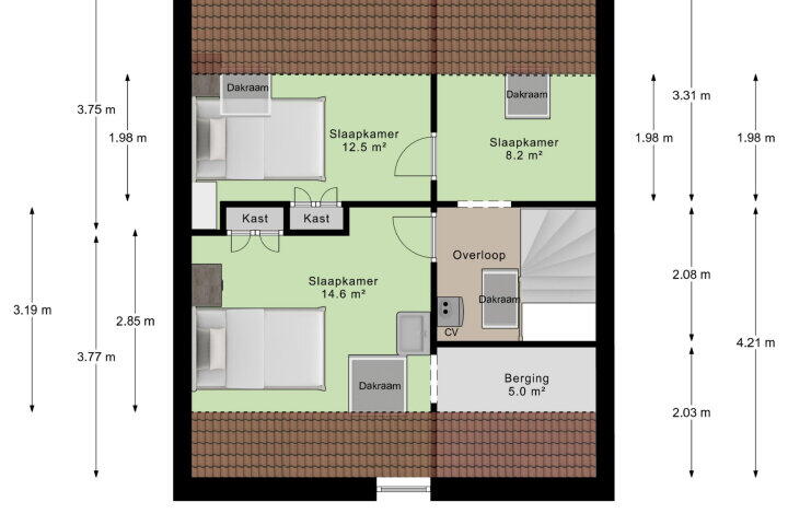 Plattegrond – Wielewaalstraat 5, Arnhem