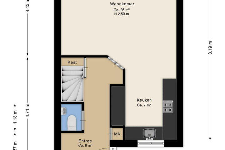 Plattegrond – Wilgenbeemd 14, Assen