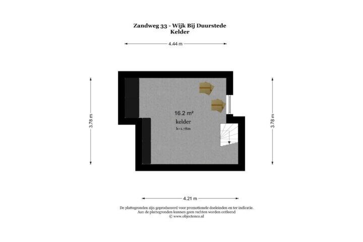 Plattegrond – Zandweg 33, Wijk bij Duurstede