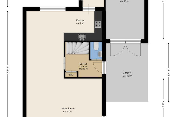 Plattegrond – Zeepkruidlaan 5, Beilen