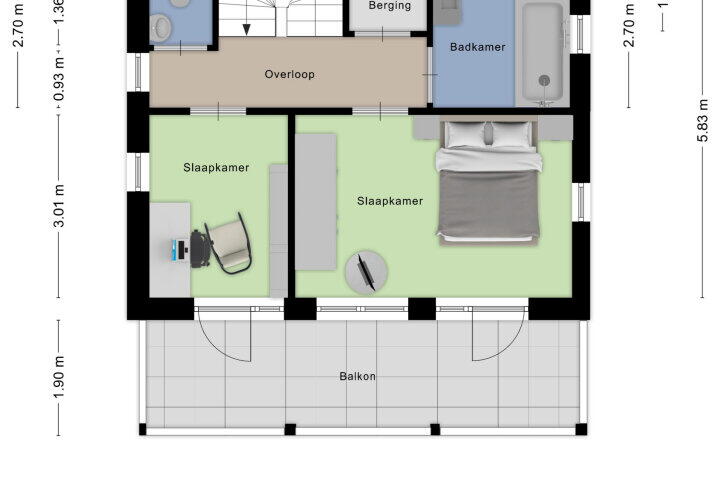 Plattegrond – Zoudtlandlaan 14, Roosendaal
