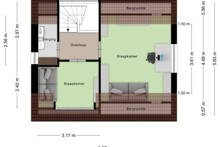 Plattegrond – Zoudtlandlaan 14, Roosendaal