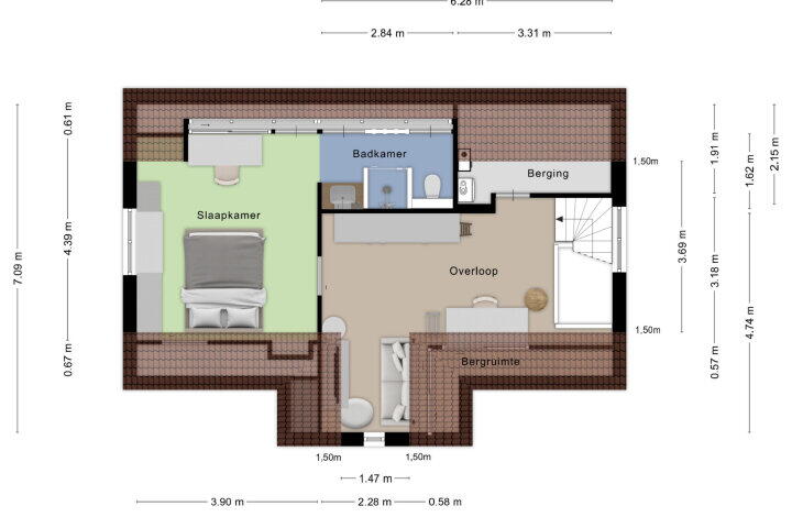 Plattegrond – Zoudtlandlaan 34, Roosendaal