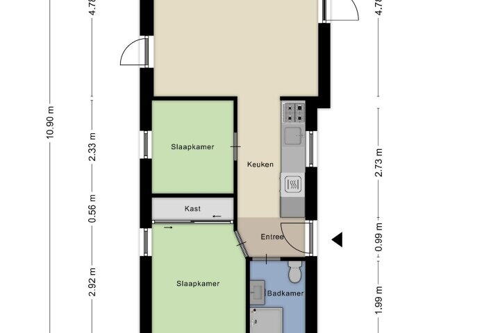 Plattegrond – Zuiderweg 2 94A, Halfweg