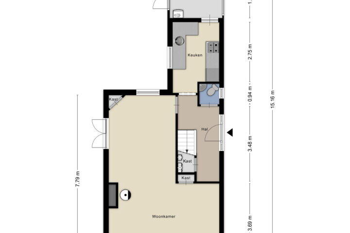 Plattegrond – Zuidkade 55, Boskoop