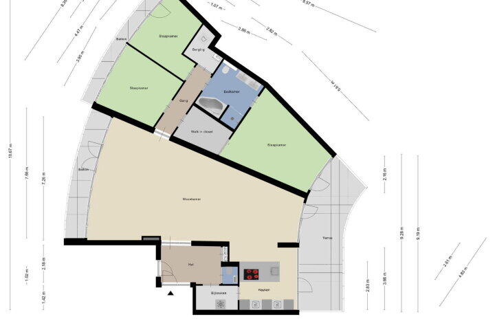 Plattegrond – Zuidland 45, Alphen aan den Rijn