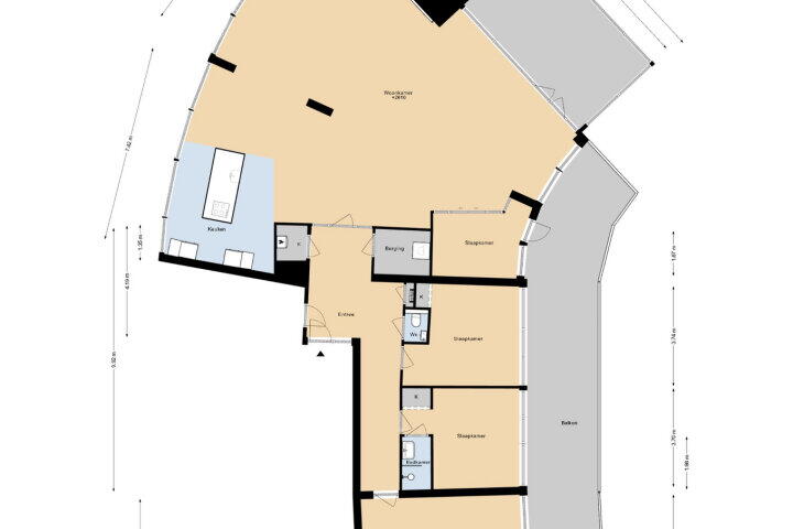 Plattegrond – Zuidland 61, Alphen aan den Rijn