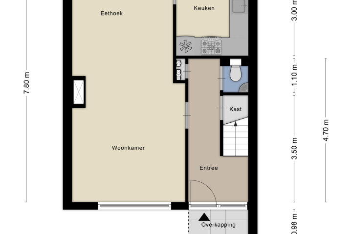 Plattegrond – Zwaansmeerstraat 7, Beverwijk