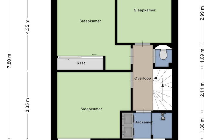 Plattegrond – Zwaansmeerstraat 7, Beverwijk