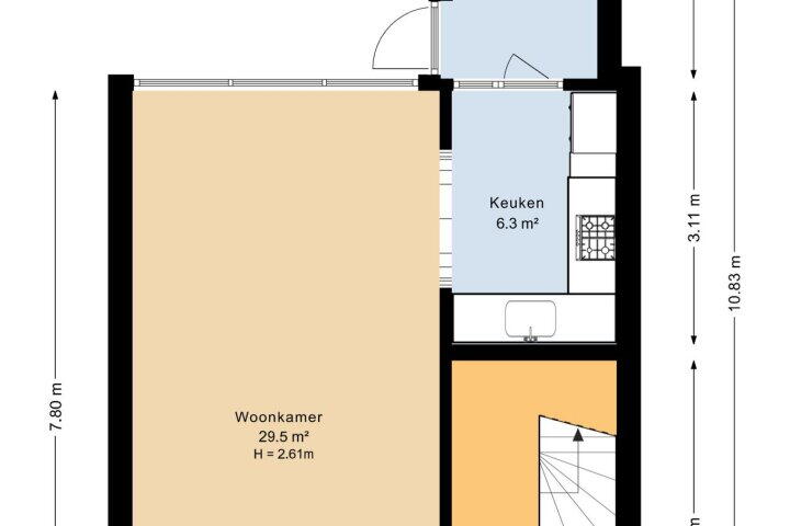 Plattegrond – Zwaluwstraat 32, Norg
